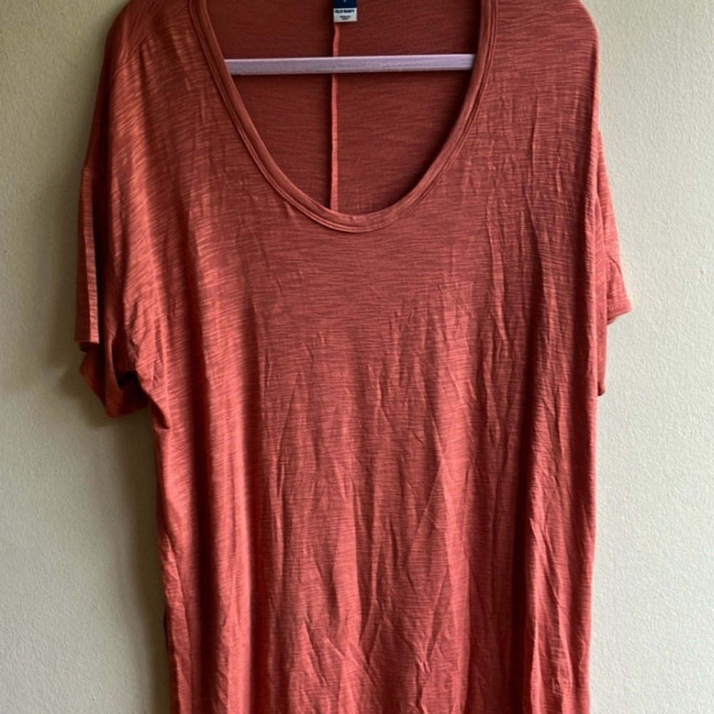 Old Navy Luxe Short Sleeve Slub Tee Size M Brick Rust Top